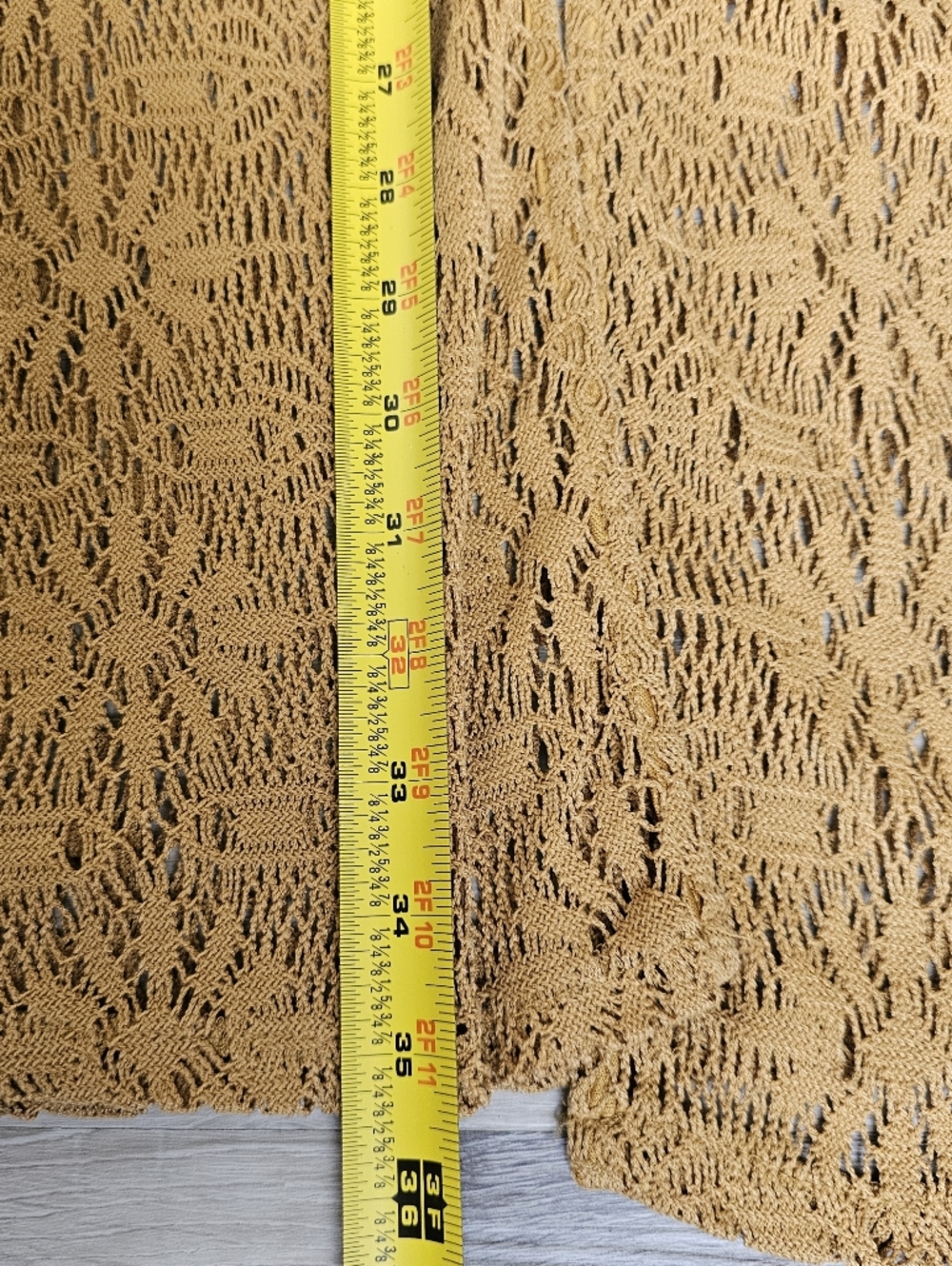 Maurices Open Crochet Cardigan in Mustard Gold - Picture 14 of 16